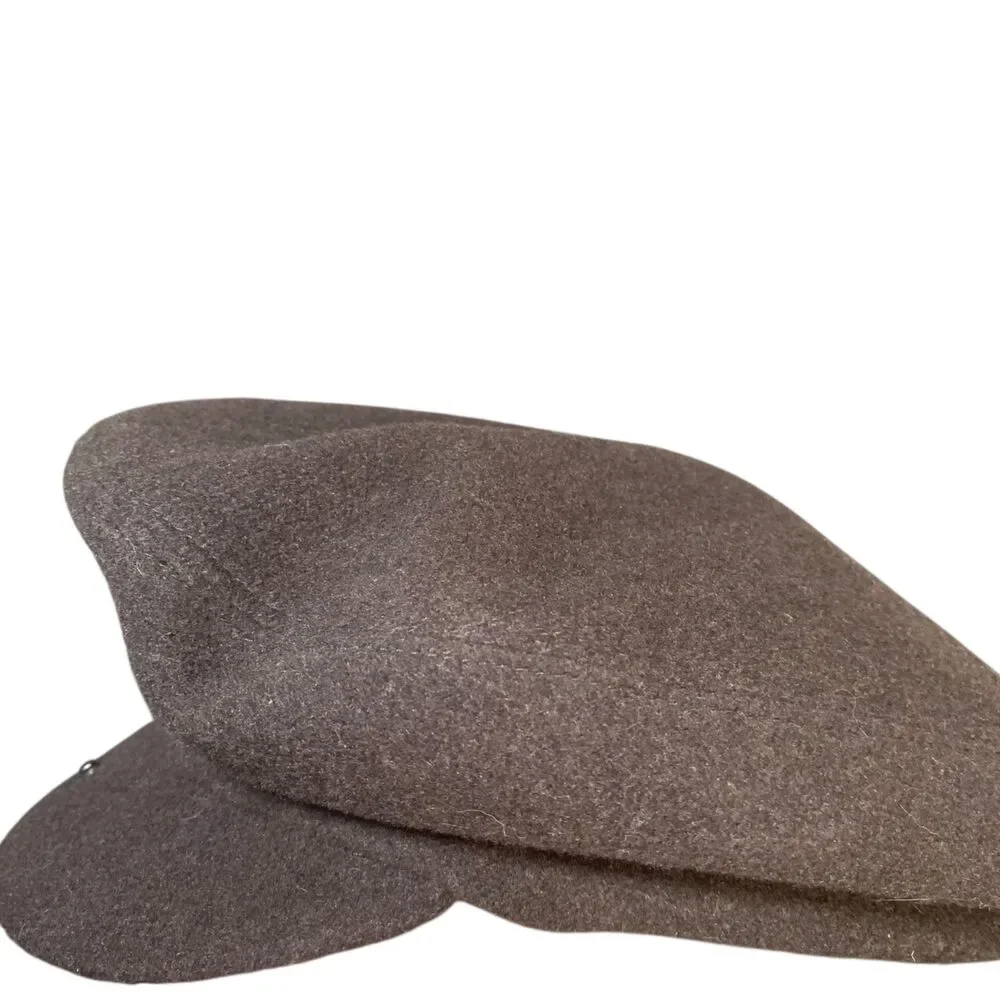 Vintage John Lewis Chocolate Brown Wool Newsboy Cabbie Hat M Classic Italy